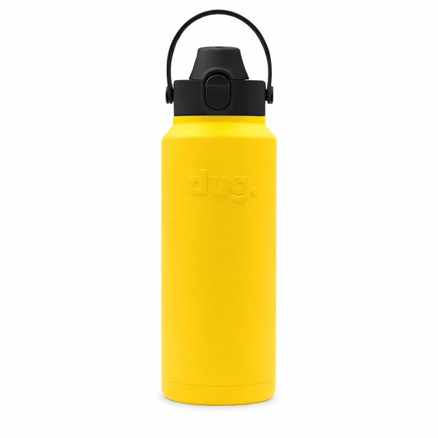 My Mate Dug 1.1L wide mouth insulated stainless steel water bottle Yellow Scorcher