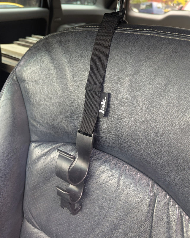Dug Jak headrest attachment close-up showing installation